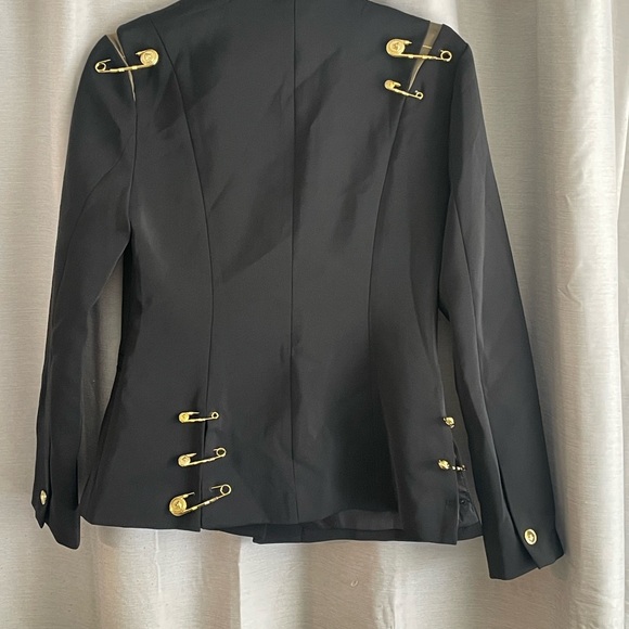 Black Women's Tailored Blazer with Gold Pin Details - Picture 5 of 11